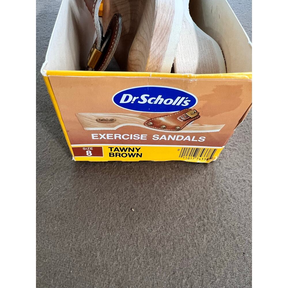 Dr. Scholl's "Old Stock" Vintage Brand New Wooden White Leather Sandals Size 8 - Picture 7 of 8